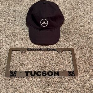 Mercedes-Benz Black Cap and License Plate Frame Set